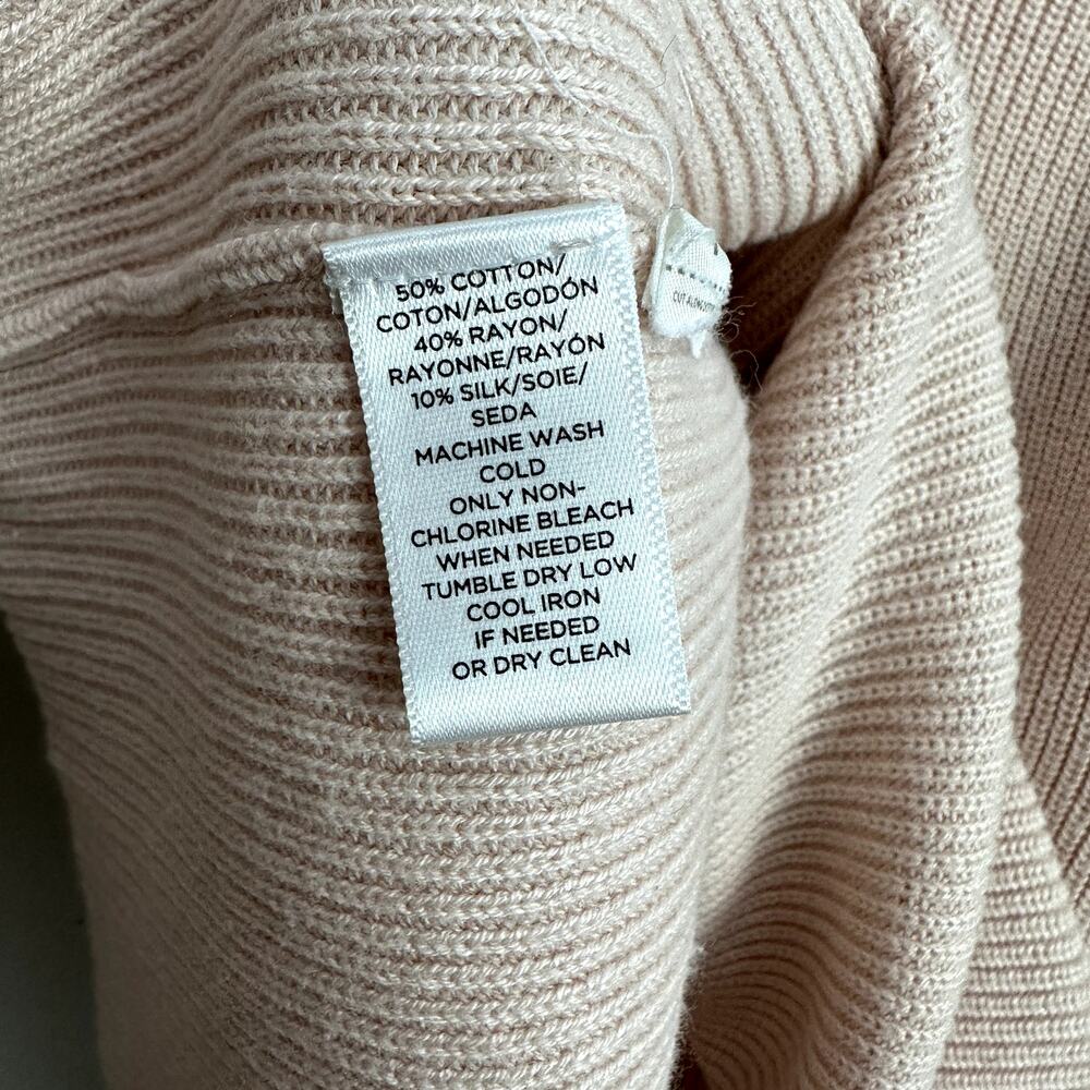 Loft Pink Cold Tie Shoulder Ribbed Sweater Top S Small Ann Taylor - Picture 8 of 10